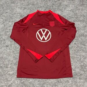 Team USA Sweatshirt Mens Medium Burgundy Red Nike Soccer 1/4 Zip Training 2014